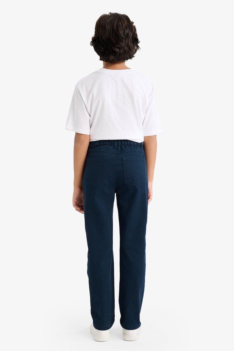 DeFacto Blue Boy Boy Straight Leg Gabardine Trousers Casual - Image 5